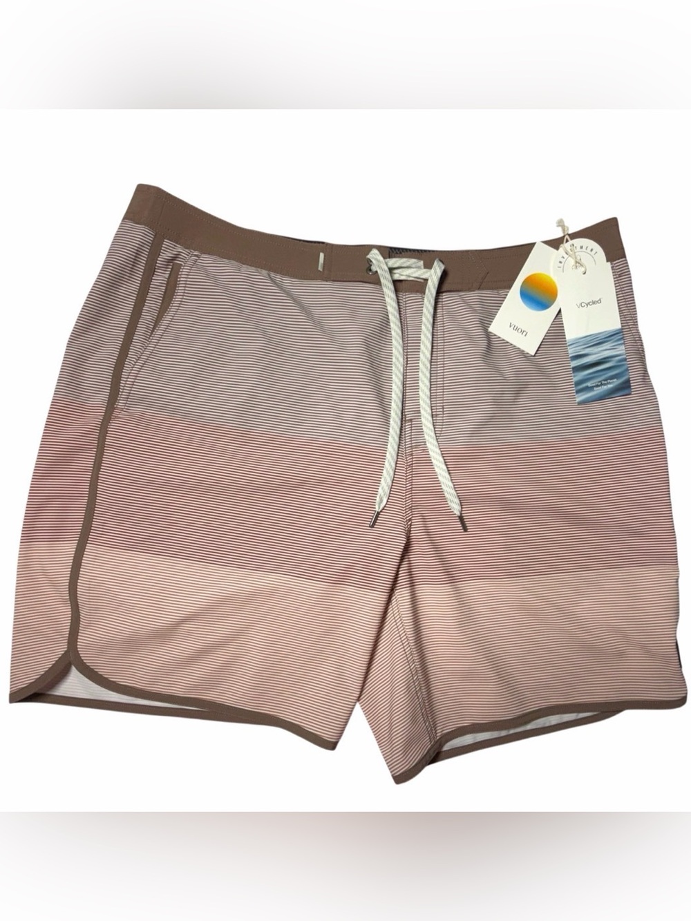 Vuori Cruise Boardshorts Mens Size 36 Clove Wave Stripe Swim Trunks Beach NWT